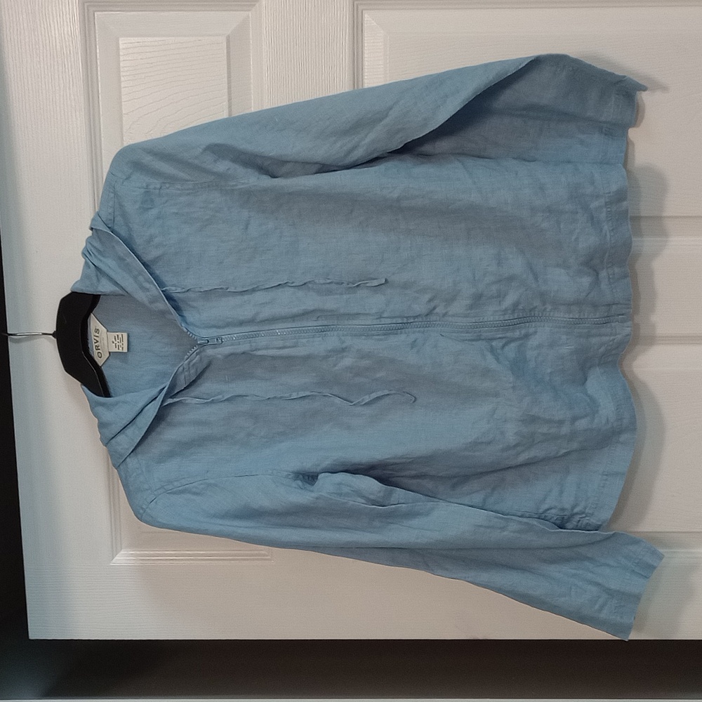 100% linen blue hoodie